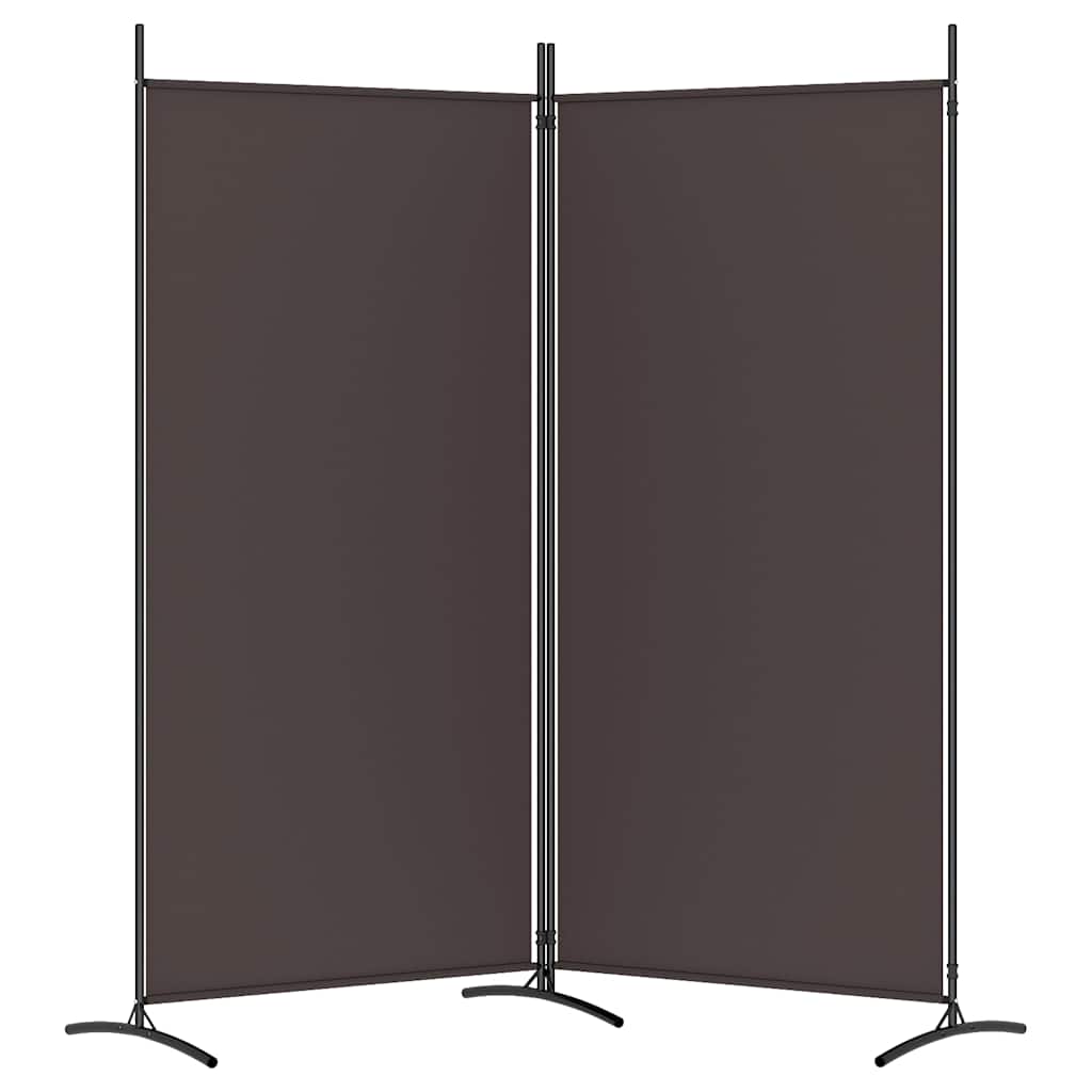 Divisorio a 2 Pannelli Marrone 175x180 cm in Tessuto