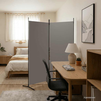 Divisorio a 2 Pannelli Antracite 175x180 cm Tessuto