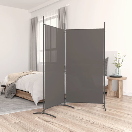 Divisorio a 2 Pannelli Antracite 175x180 cm Tessuto - homemem39