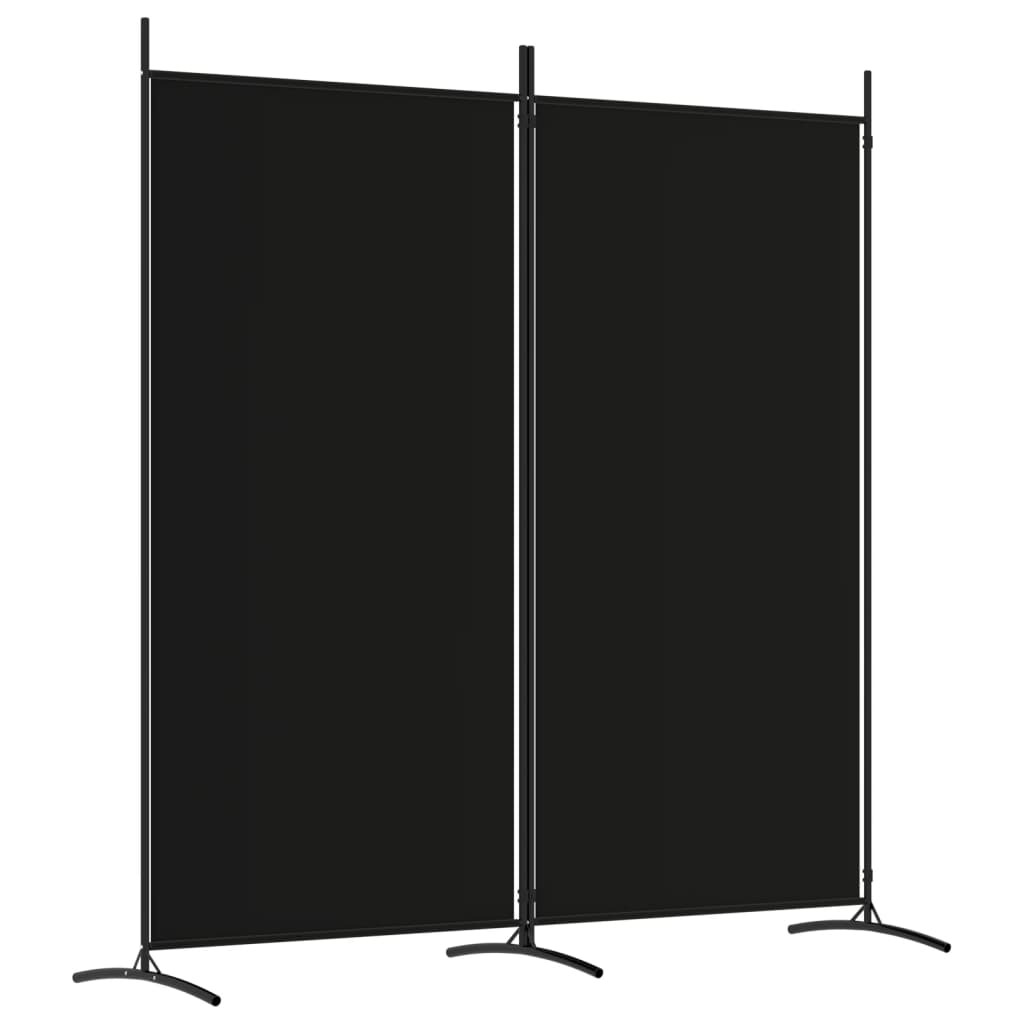 Divisorio a 2 Pannelli Nero 175x180 cm in Tessuto - homemem39
