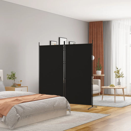 Divisorio a 2 Pannelli Nero 175x180 cm in Tessuto - homemem39