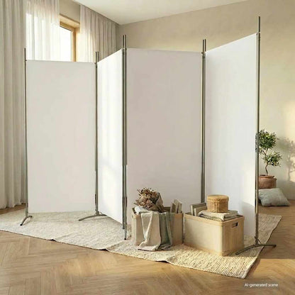 Divisorio a 4 Pannelli Bianco 346x180 cm Tessuto
