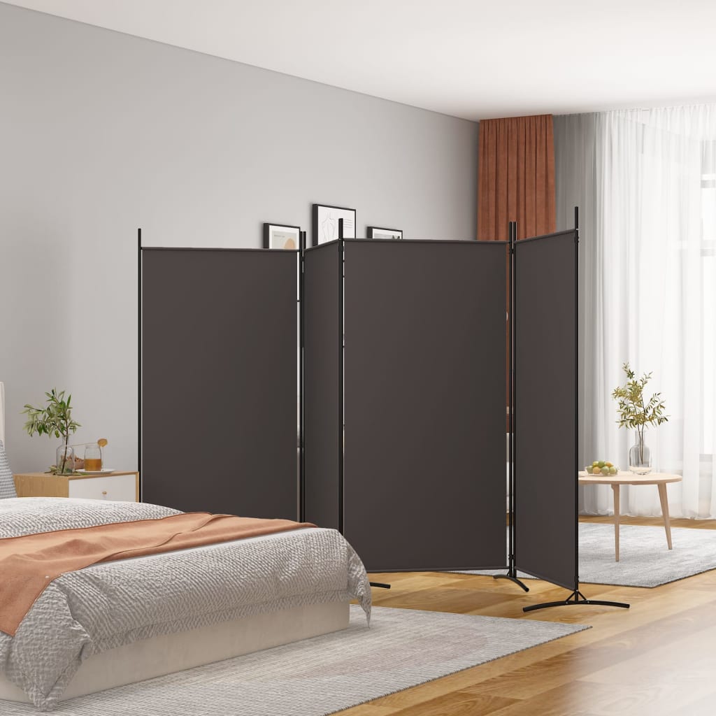 Divisorio a 4 Pannelli Marrone 346x180 cm in Tessuto - homemem39