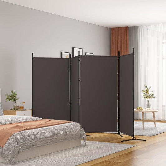 Divisorio a 4 Pannelli Marrone 346x180 cm in Tessuto - homemem39