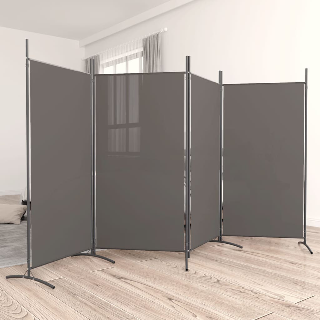 Divisorio a 4 Pannelli Antracite 346x180 cm Tessuto - homemem39
