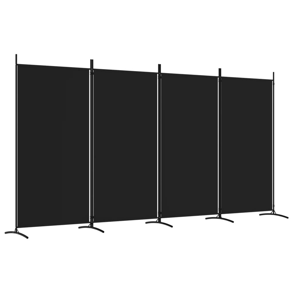 Divisorio a 4 Pannelli Nero 346x180 cm in Tessuto - homemem39
