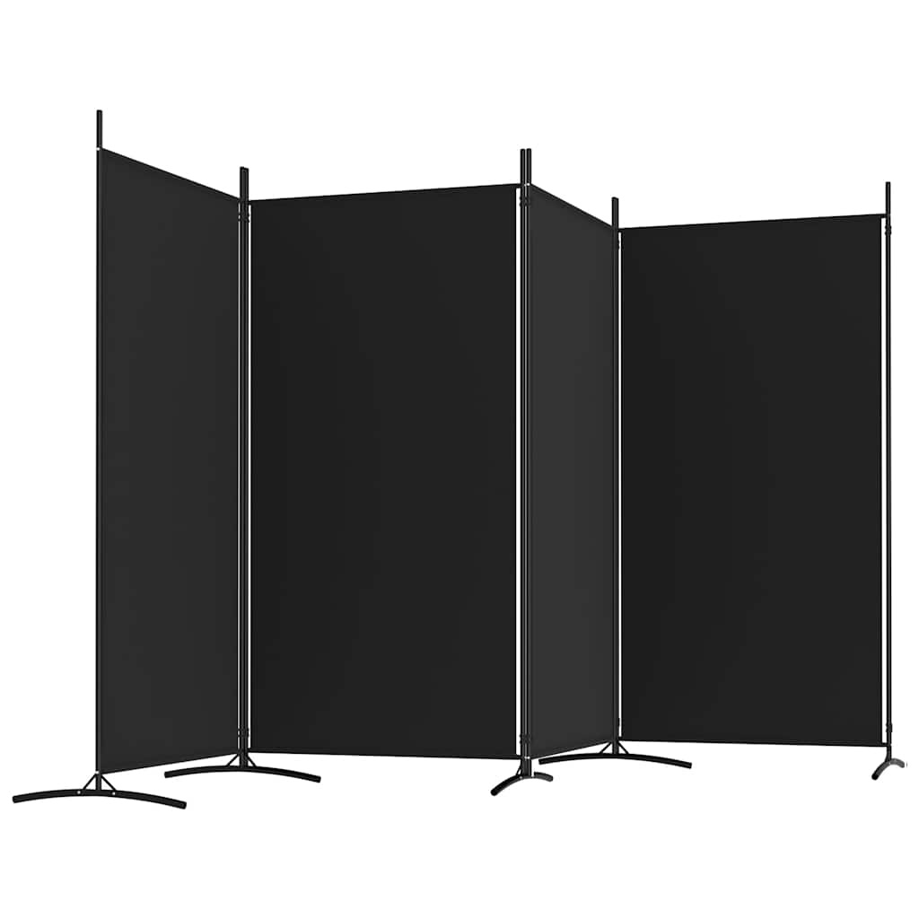 Divisorio a 4 Pannelli Nero 346x180 cm in Tessuto | homemem39