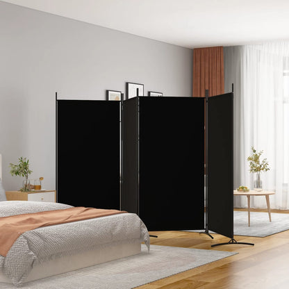 Divisorio a 4 Pannelli Nero 346x180 cm in Tessuto - homemem39