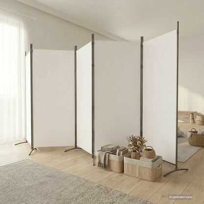 Divisorio a 5 Pannelli Bianco 433x180 cm Tessuto