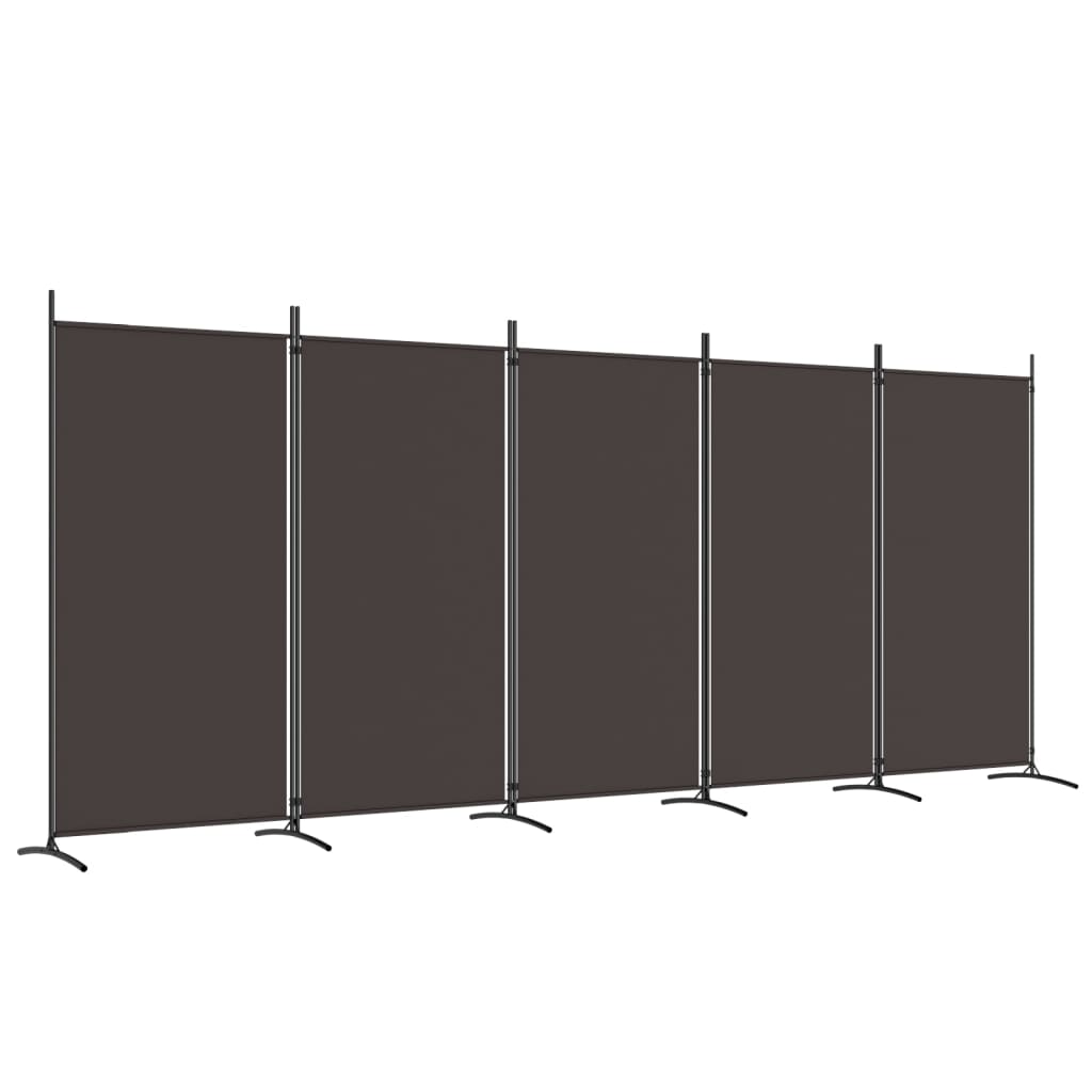 Divisorio a 5 Pannelli Marrone 433x180 cm in Tessuto - homemem39