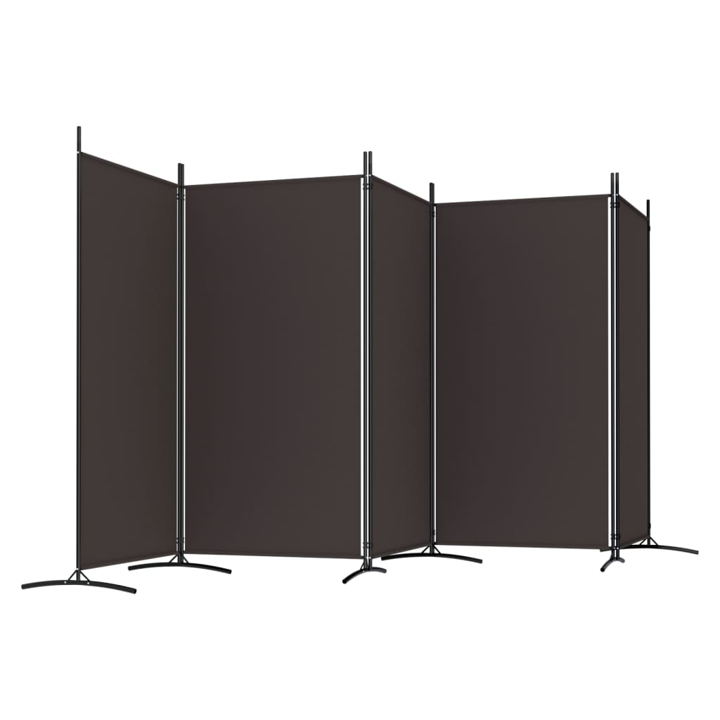 Divisorio a 5 Pannelli Marrone 433x180 cm in Tessuto - homemem39