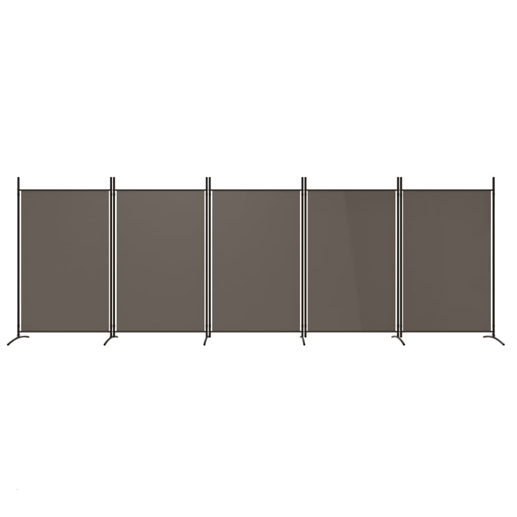 Divisorio a 5 Pannelli Antracite 433x180 cm Tessuto - homemem39