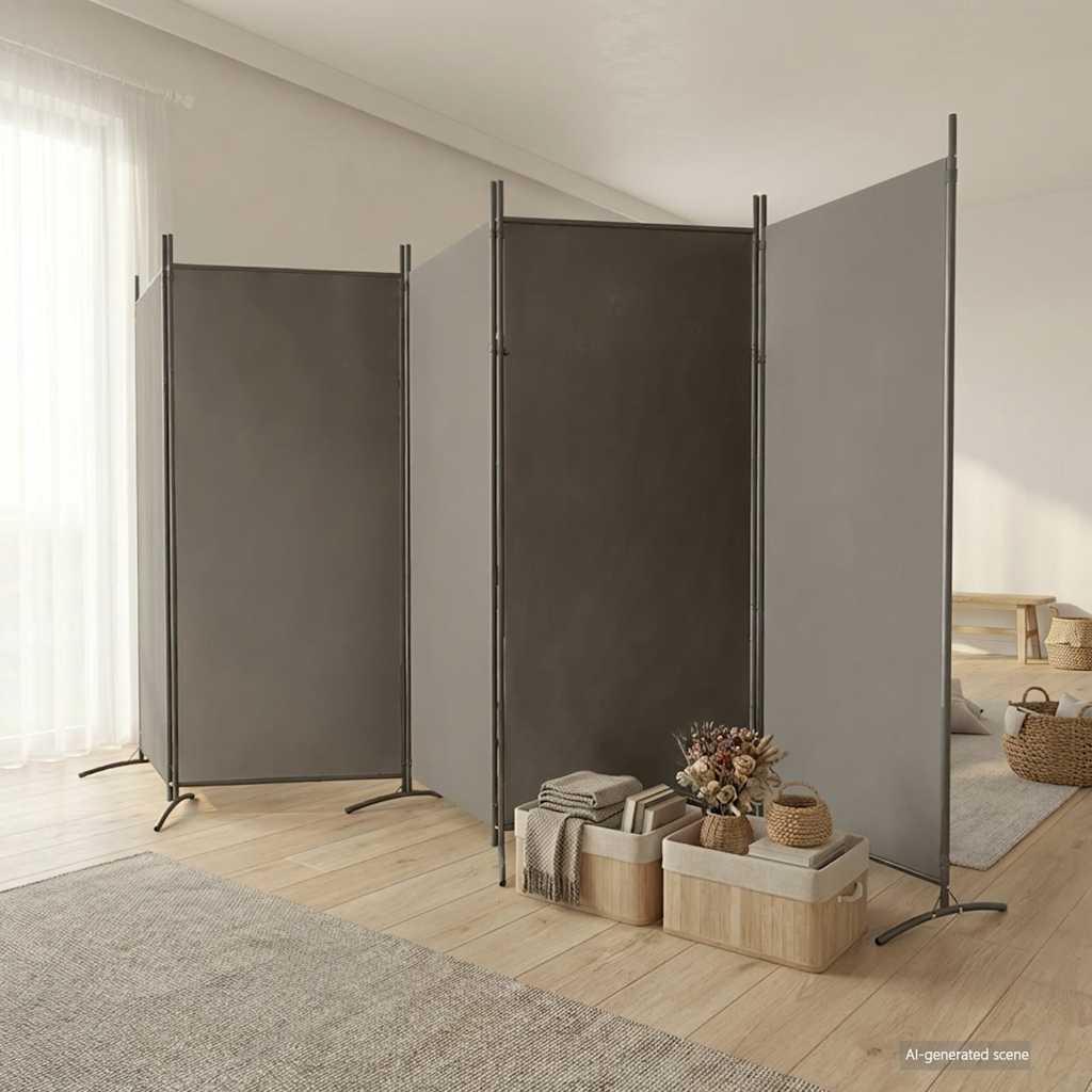 Divisorio a 5 Pannelli Antracite 433x180 cm Tessuto