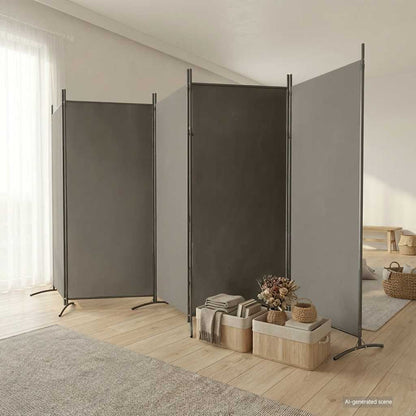 Divisorio a 5 Pannelli Antracite 433x180 cm Tessuto