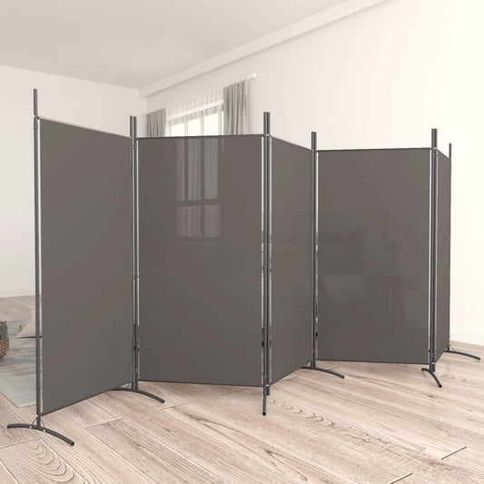 Divisorio a 5 Pannelli Antracite 433x180 cm Tessuto - homemem39