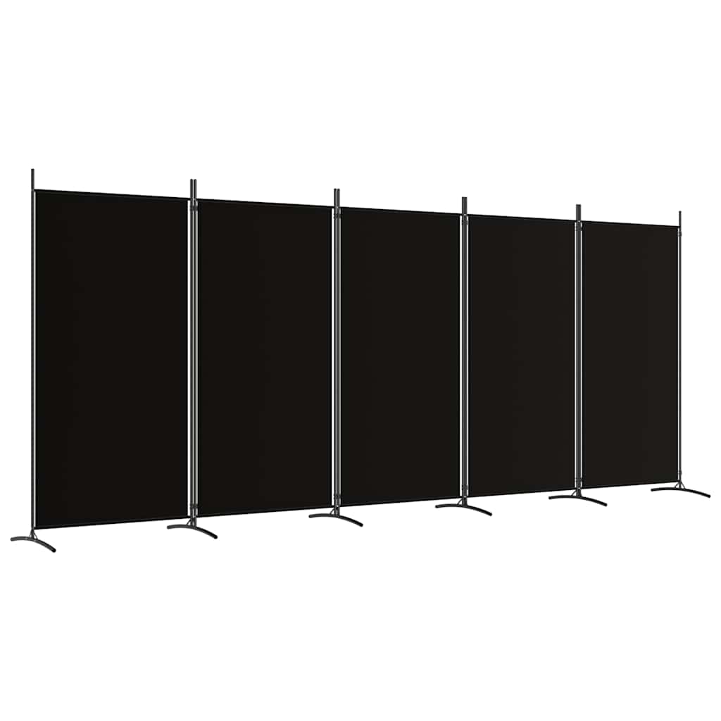 Divisorio a 5 Pannelli Nero 433x180 cm in Tessuto | homemem39