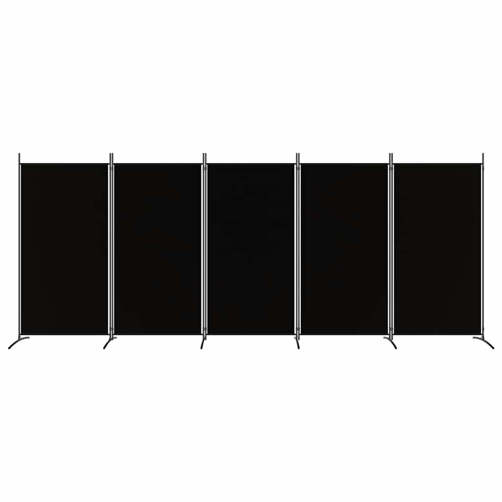 Divisorio a 5 Pannelli Nero 433x180 cm in Tessuto