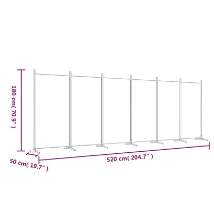 Divisorio a 6 Pannelli Bianco 520x180 cm Tessuto - homemem39