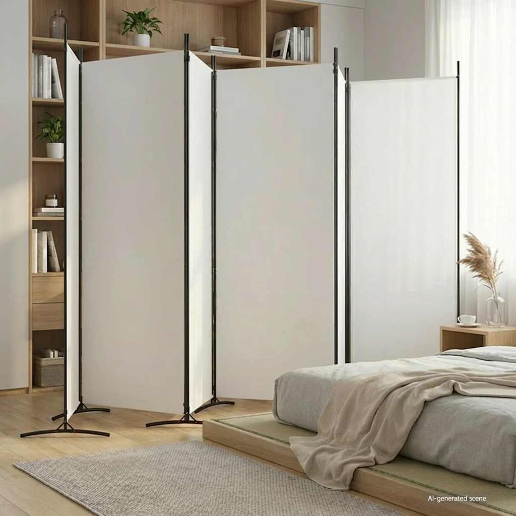 Divisorio a 6 Pannelli Bianco 520x180 cm Tessuto
