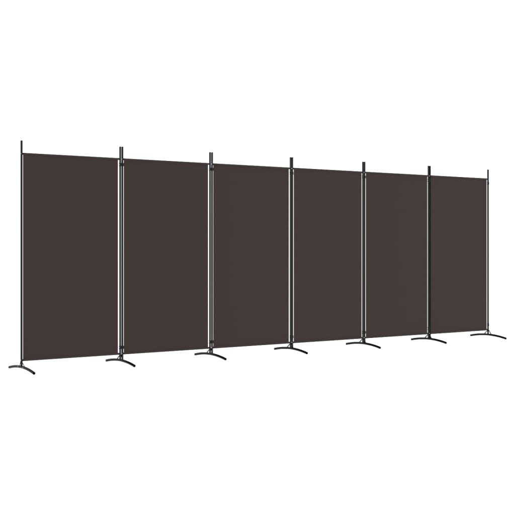 Divisorio a 6 Pannelli Marrone 520x180 cm in Tessuto - homemem39