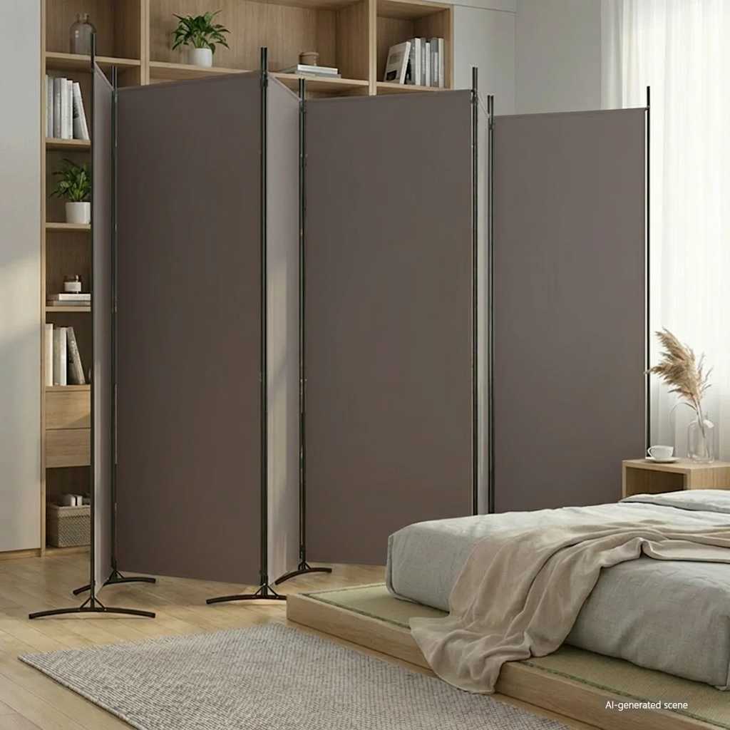 Divisorio a 6 Pannelli Antracite 520x180 cm Tessuto