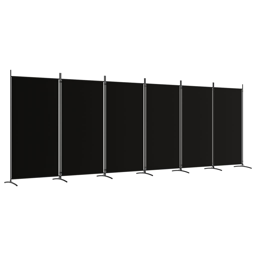 Divisorio a 6 Pannelli Nero 520x180 cm in Tessuto - homemem39
