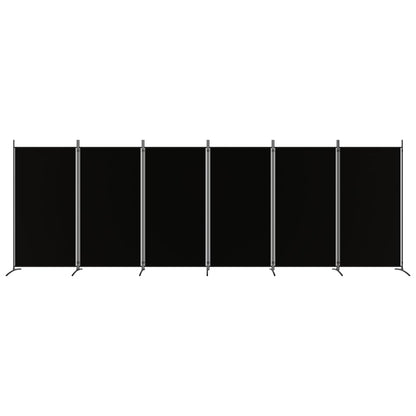 Divisorio a 6 Pannelli Nero 520x180 cm in Tessuto - homemem39