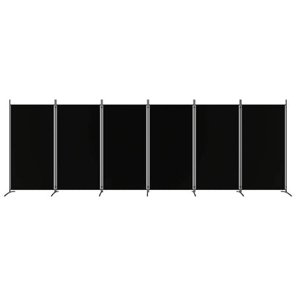 Divisorio a 6 Pannelli Nero 520x180 cm in Tessuto