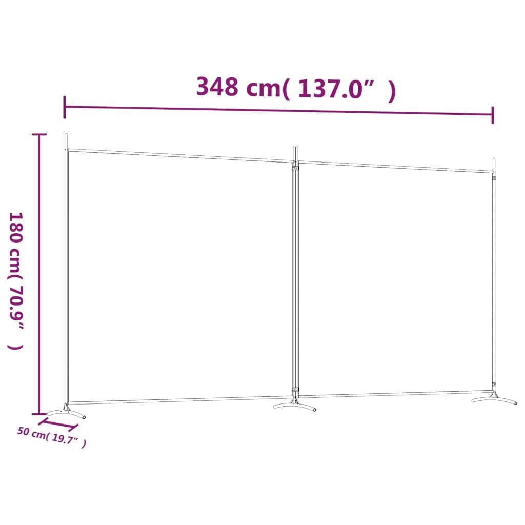 Divisorio a 2 Pannelli Marrone 348x180 cm in Tessuto - homemem39