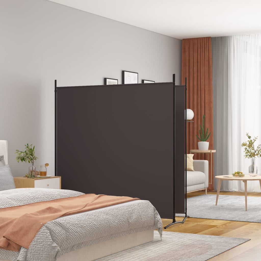 Divisorio a 2 Pannelli Marrone 348x180 cm in Tessuto | homemem39