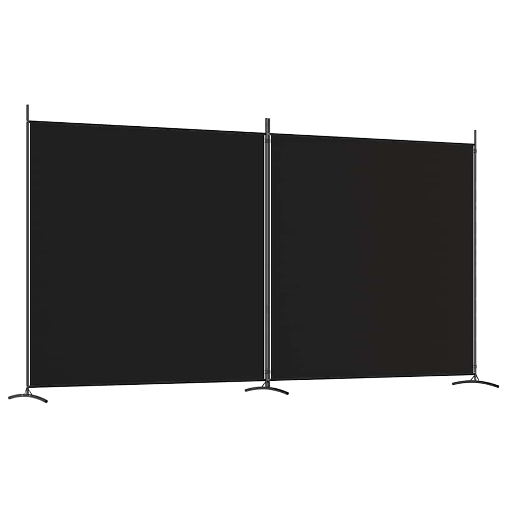 Divisorio a 2 Pannelli Nero 348x180 cm in Tessuto