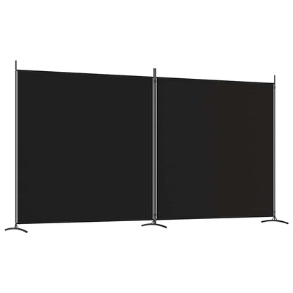 Divisorio a 2 Pannelli Nero 348x180 cm in Tessuto