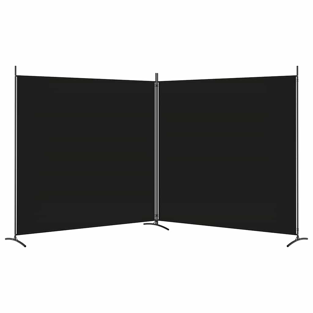 Divisorio a 2 Pannelli Nero 348x180 cm in Tessuto