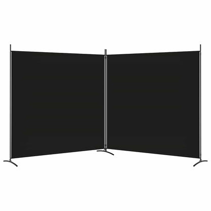 Divisorio a 2 Pannelli Nero 348x180 cm in Tessuto