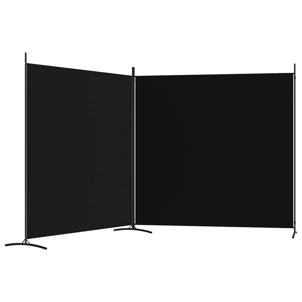 Divisorio a 2 Pannelli Nero 348x180 cm in Tessuto
