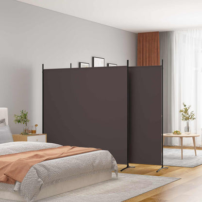 Divisorio a 3 Pannelli Marrone 525x180 cm in Tessuto
