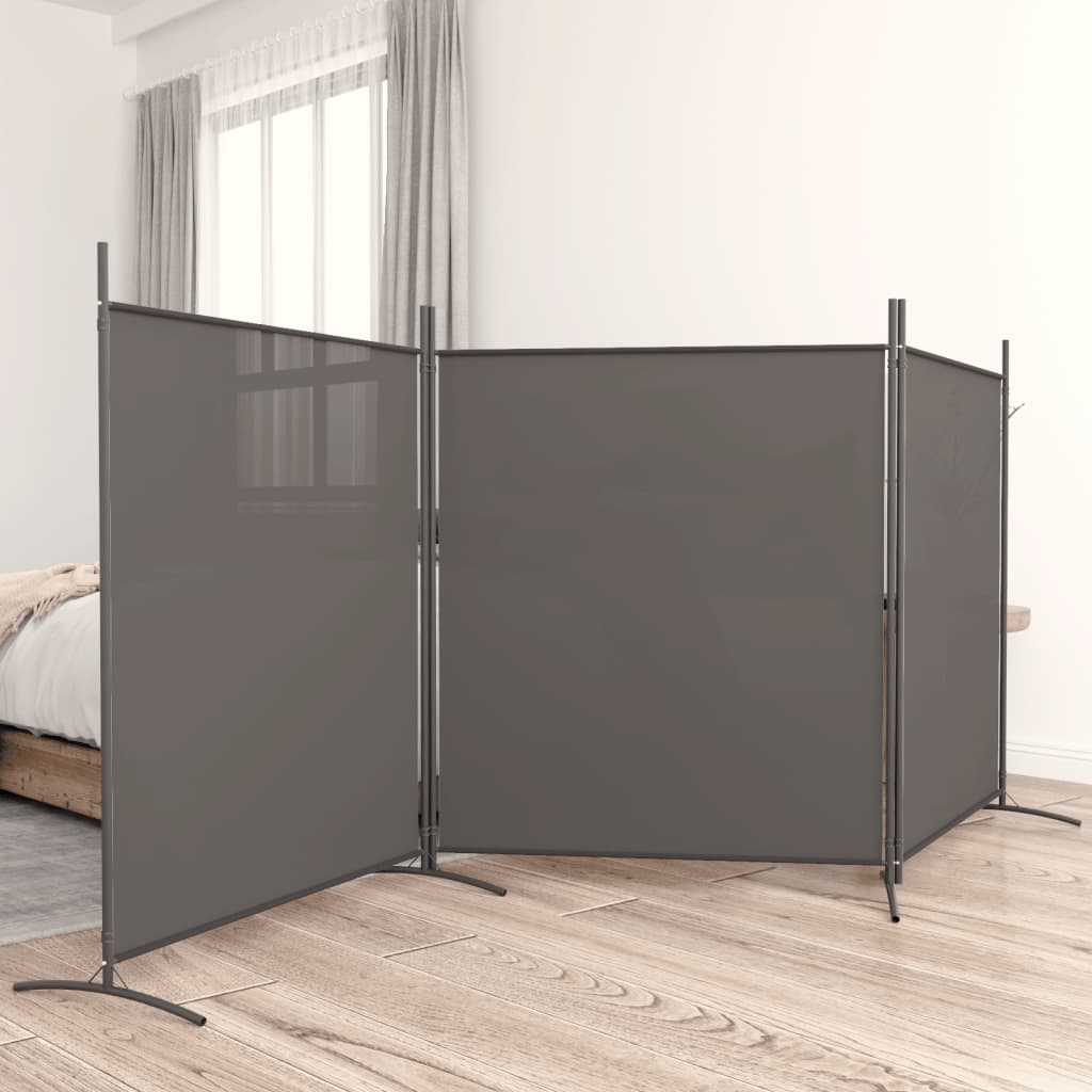 Divisorio a 3 Pannelli Antracite 525x180 cm in Tessuto