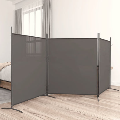 Divisorio a 3 Pannelli Antracite 525x180 cm in Tessuto