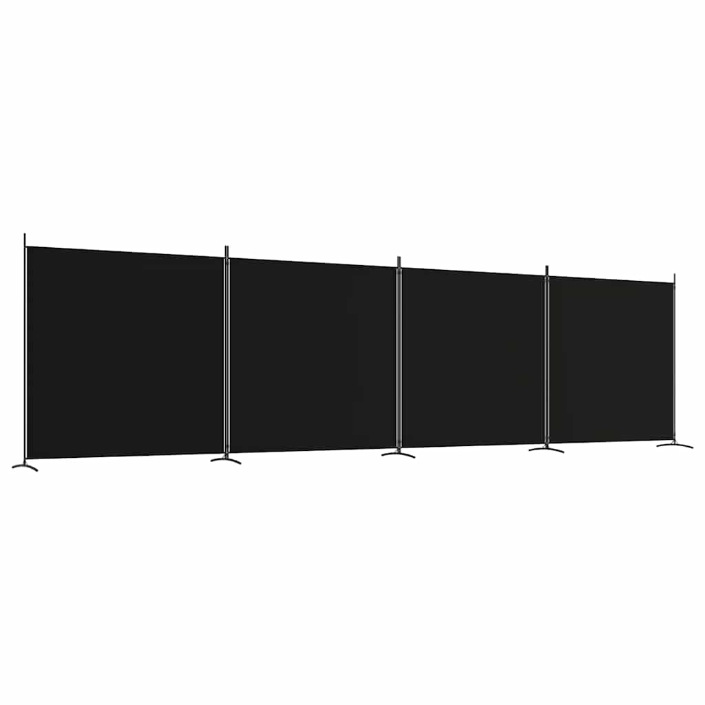 Divisorio a 4 Pannelli Nero 698x180 cm in Tessuto | homemem39
