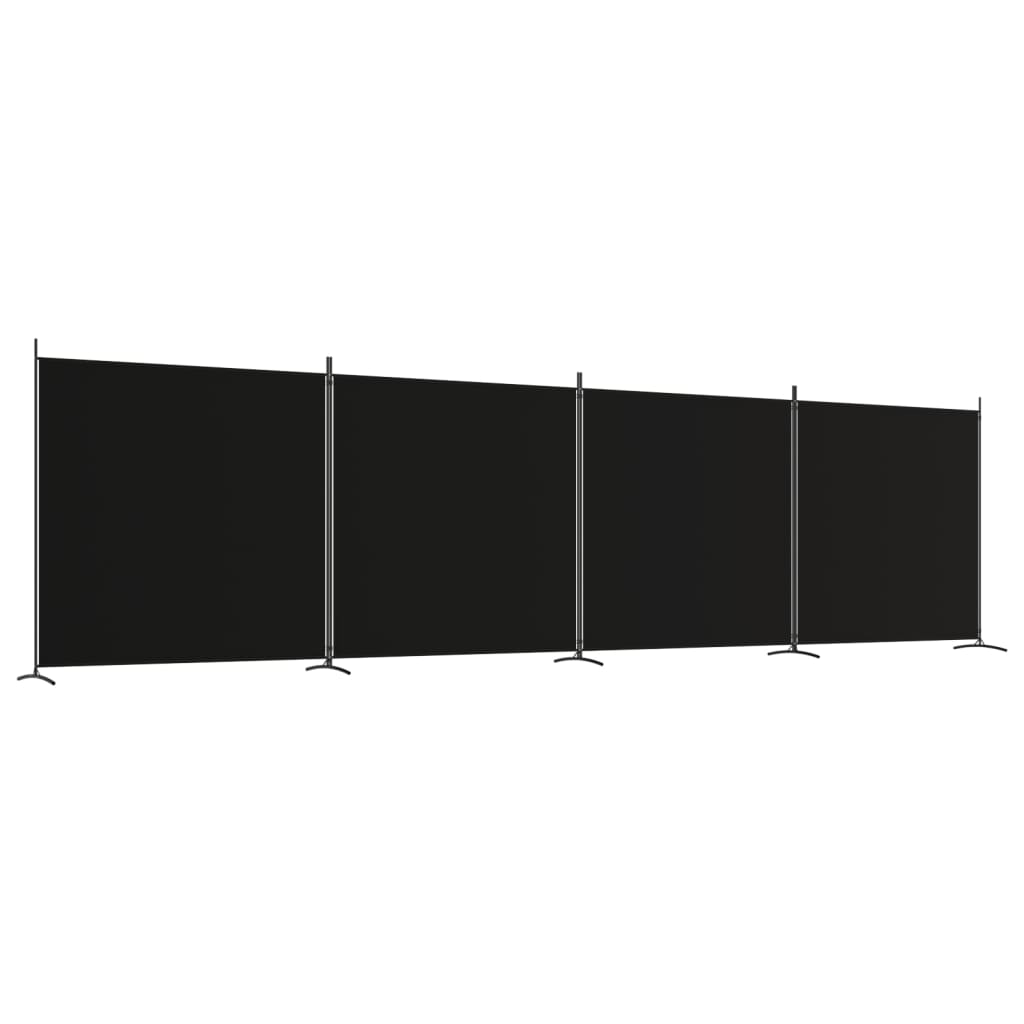 Divisorio a 4 Pannelli Nero 698x180 cm in Tessuto - homemem39