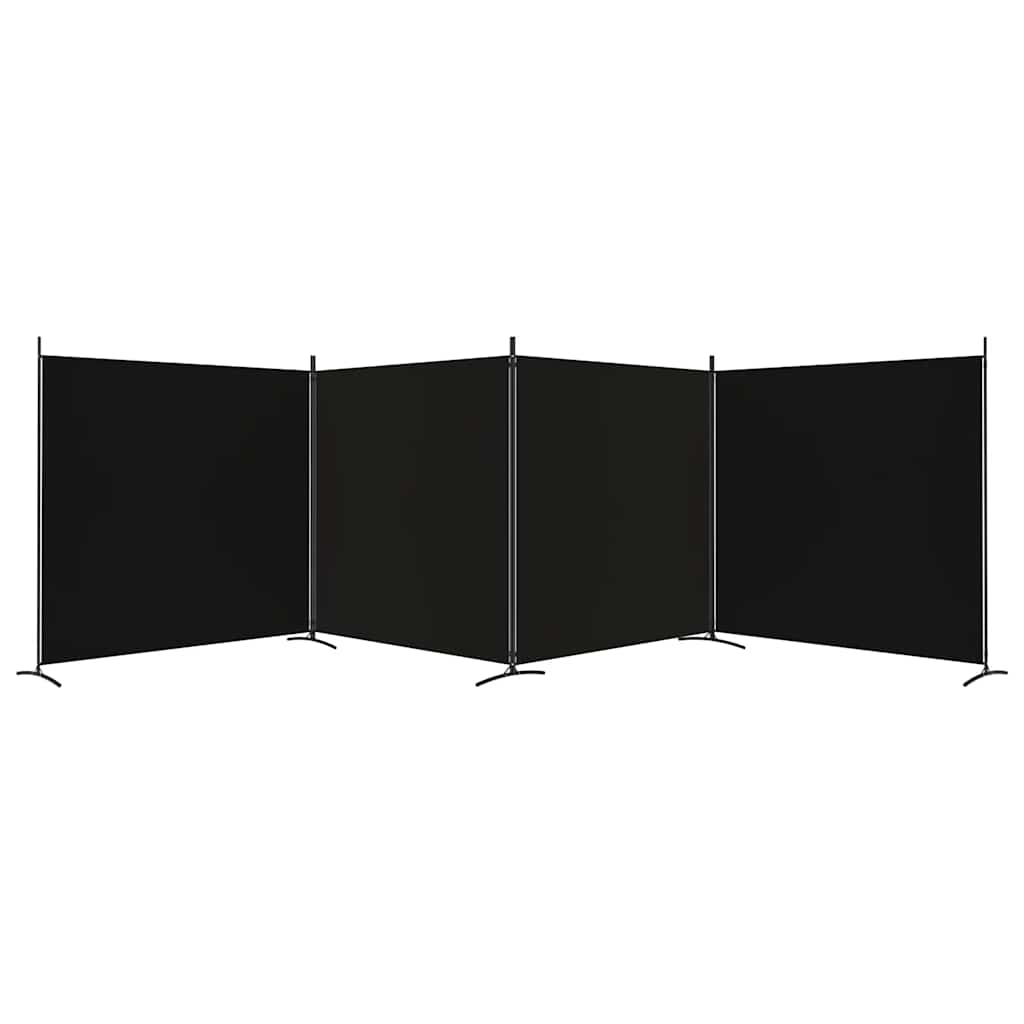 Divisorio a 4 Pannelli Nero 698x180 cm in Tessuto