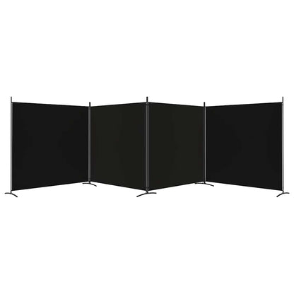 Divisorio a 4 Pannelli Nero 698x180 cm in Tessuto