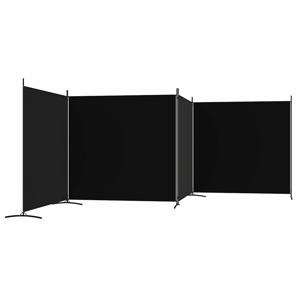Divisorio a 4 Pannelli Nero 698x180 cm in Tessuto | homemem39