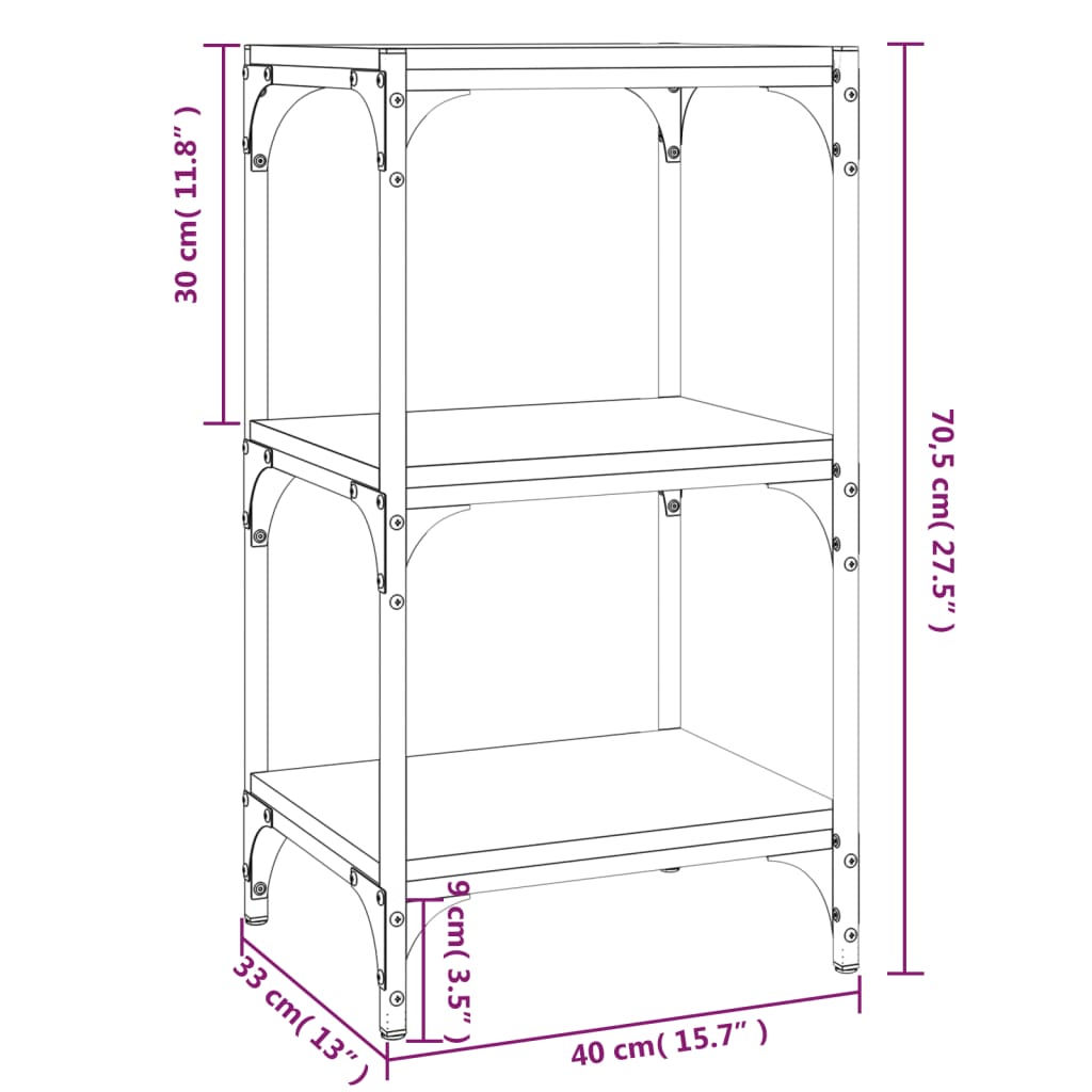 Libreria Rovere Sonoma 40x33x70,5cm Legno Multistrato e Acciaio | homemem39