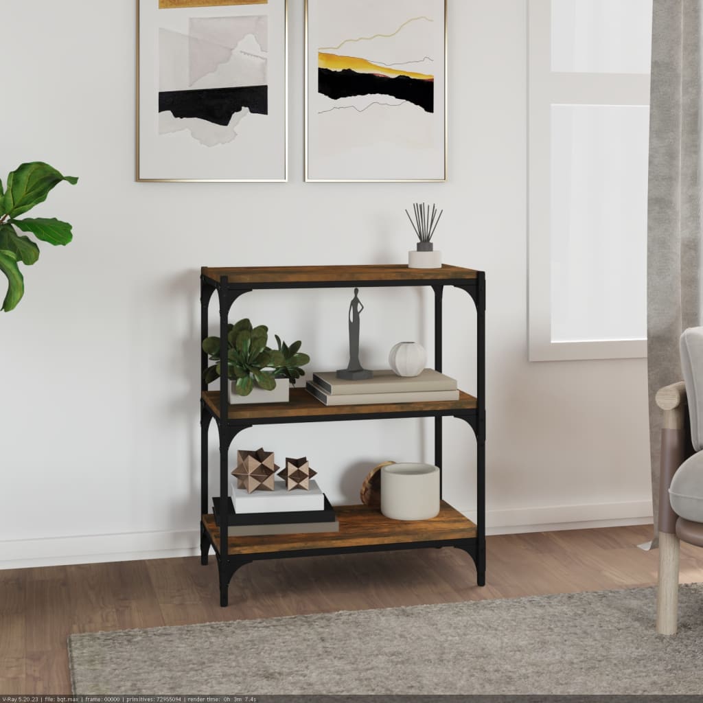 Libreria rovere fumo 60x33x70,5 cm Legno Multistrato e Acciaio | homemem39