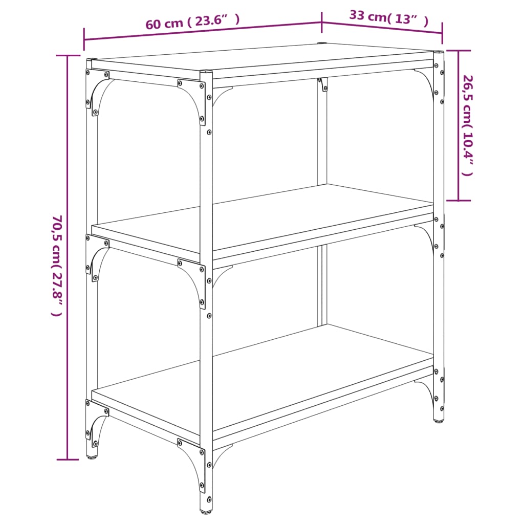 Libreria grigio sonoma 60x33x70,5cm Legno Multistrato e Acciaio | homemem39
