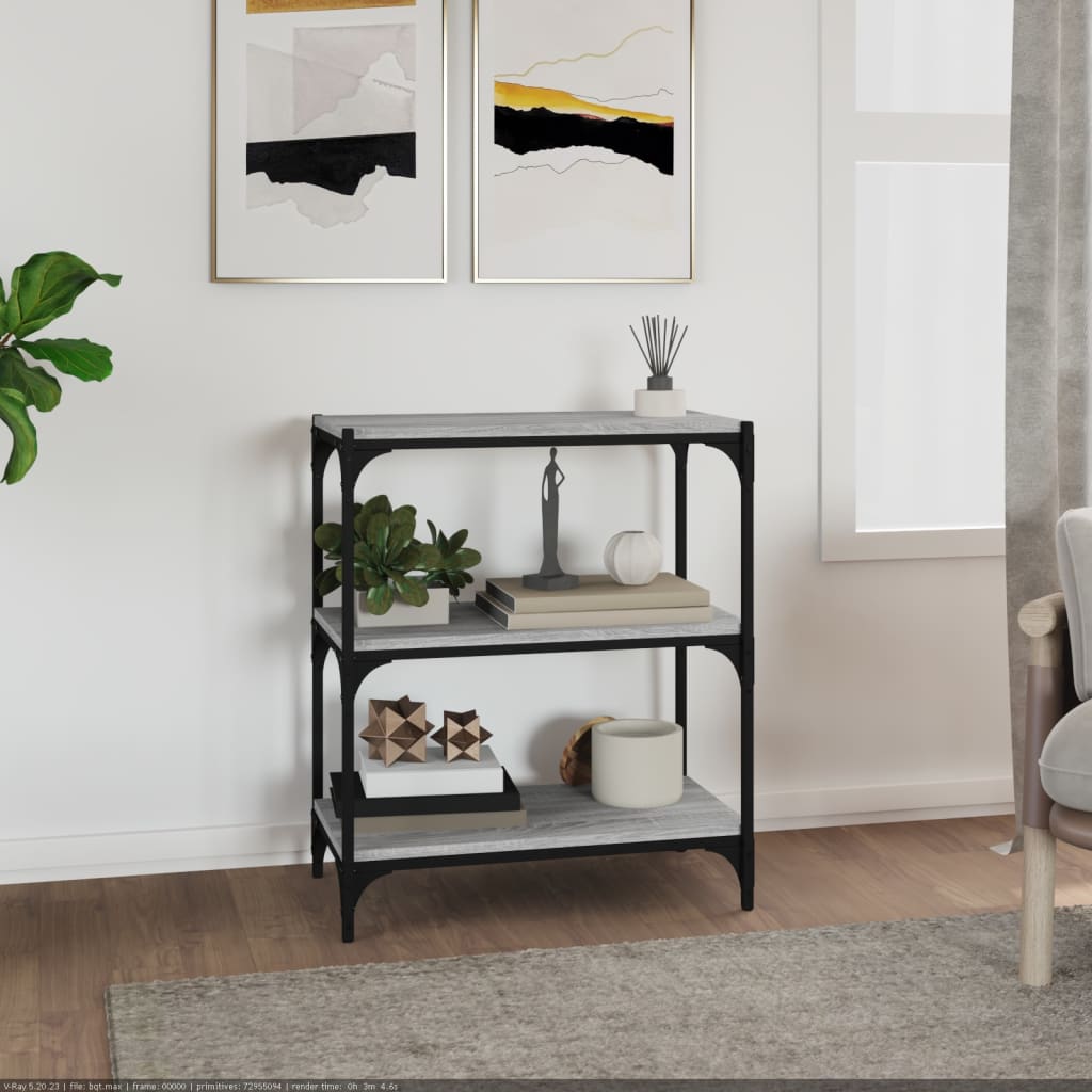 Libreria grigio sonoma 60x33x70,5cm Legno Multistrato e Acciaio | homemem39