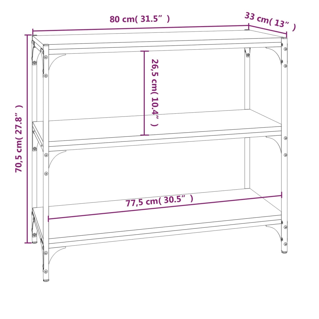 Libreria rovere fumo 80x33x70,5 cm Legno Multistrato e Acciaio | homemem39