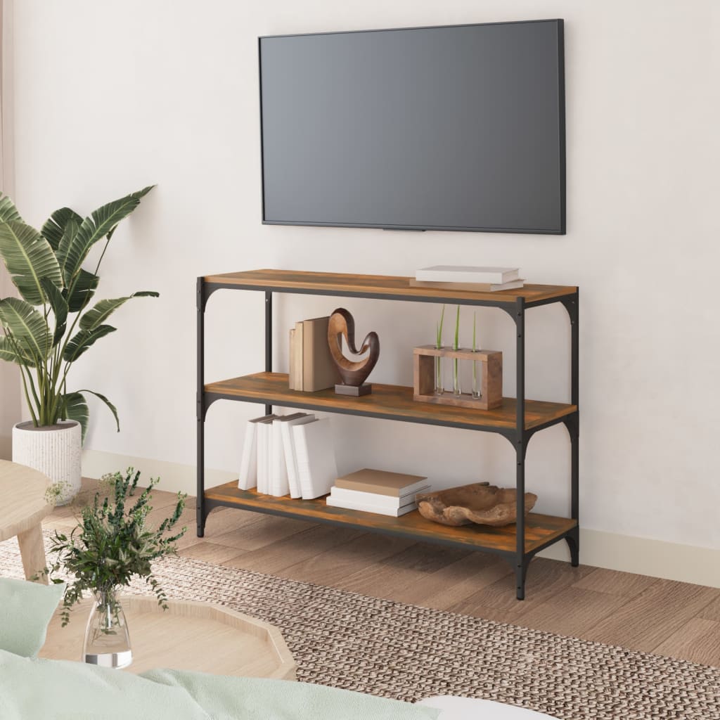 Libreria rovere fumo 100x33x70,5 cm Legno Multistrato e Acciaio | homemem39