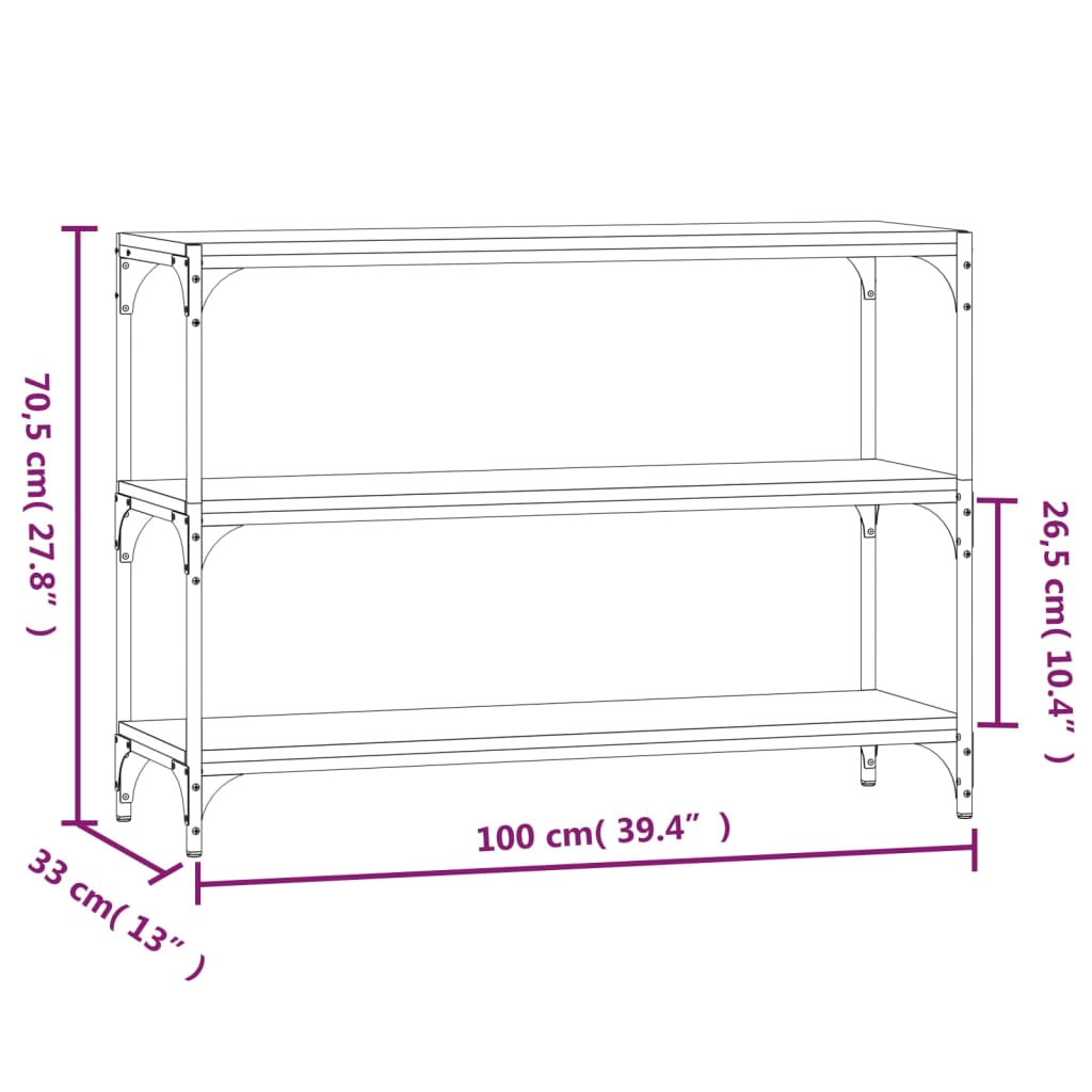 Libreria rovere fumo 100x33x70,5 cm Legno Multistrato e Acciaio | homemem39